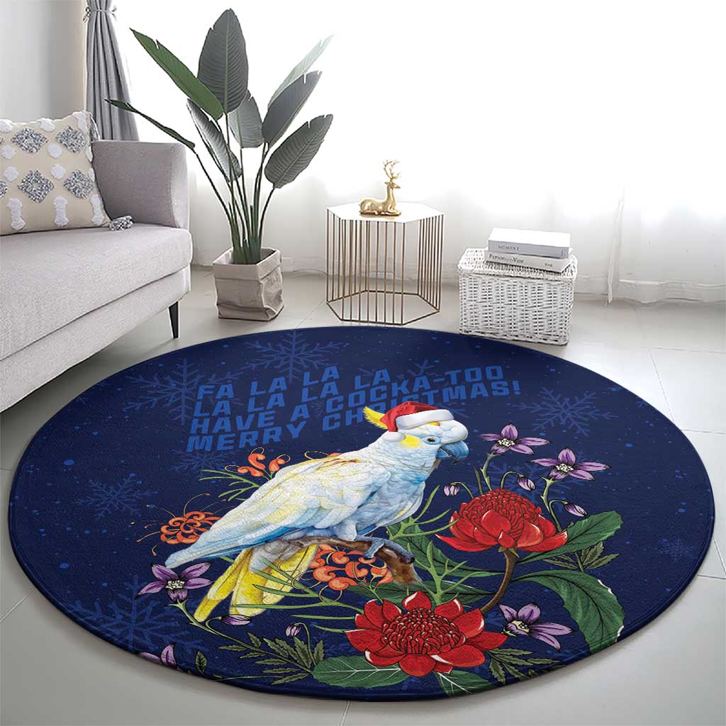 Merry Cocka-mas Round Carpet Australia Christmas Blue Art - Aussie Hoodie