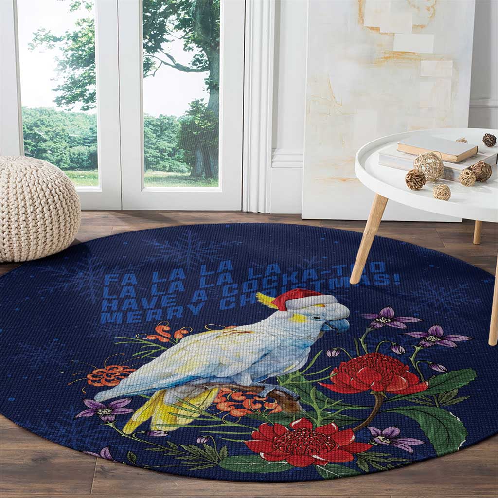 Merry Cocka-mas Round Carpet Australia Christmas Blue Art - Aussie Hoodie