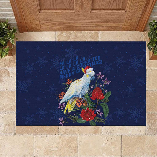 Merry Cocka-mas Rubber Doormat Australia Christmas Blue Art - Aussie Hoodie
