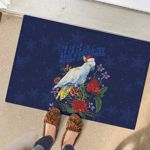 Merry Cocka-mas Rubber Doormat Australia Christmas Blue Art - Aussie Hoodie