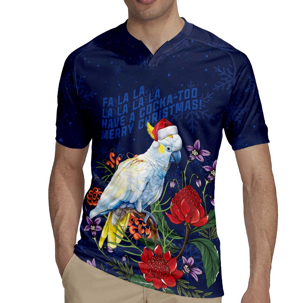 Merry Cocka-mas Rugby Jersey Australia Christmas Blue Art - Aussie Hoodie