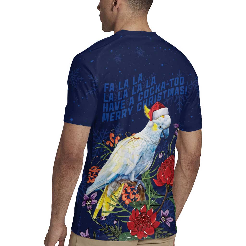 Merry Cocka-mas Rugby Jersey Australia Christmas Blue Art - Aussie Hoodie