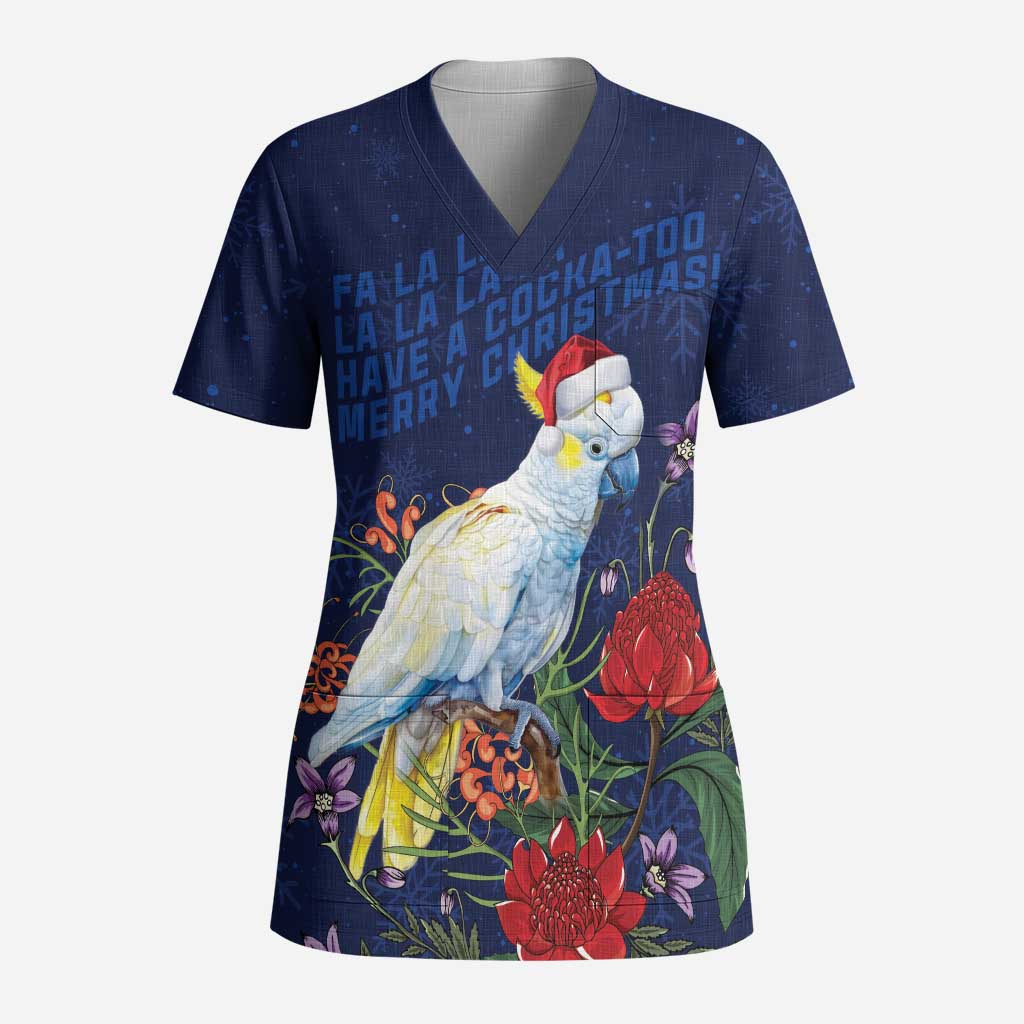 Merry Cocka-mas Scrub Top Australia Christmas Blue Art - Aussie Hoodie