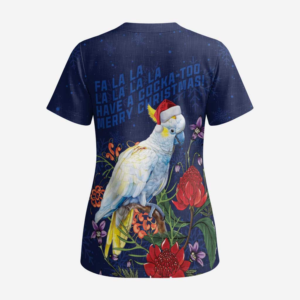Merry Cocka-mas Scrub Top Australia Christmas Blue Art - Aussie Hoodie