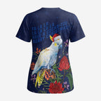 Merry Cocka-mas Scrub Top Australia Christmas Blue Art - Aussie Hoodie