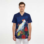 Merry Cocka-mas Scrub Top Australia Christmas Blue Art - Aussie Hoodie