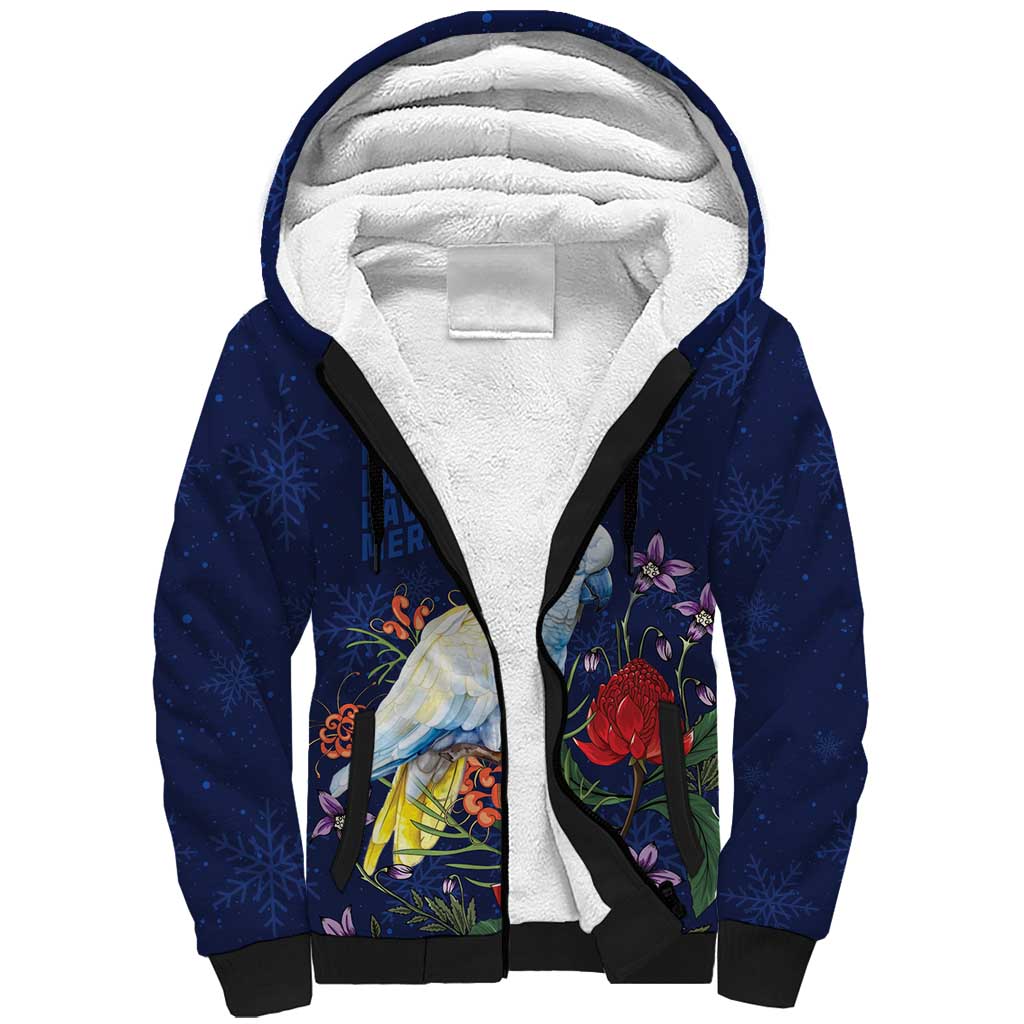 Merry Cocka-mas Sherpa Hoodie Australia Christmas Blue Art - Aussie Hoodie