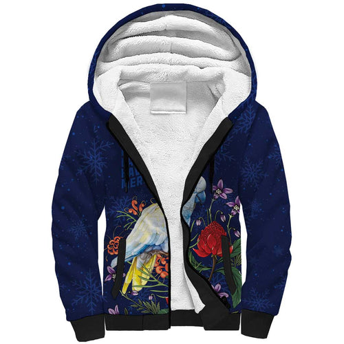 Merry Cocka-mas Sherpa Hoodie Australia Christmas Blue Art - Aussie Hoodie