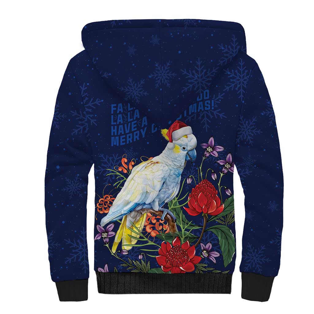 Merry Cocka-mas Sherpa Hoodie Australia Christmas Blue Art - Aussie Hoodie