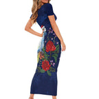 Merry Cocka-mas Short Sleeve Bodycon Dress Australia Christmas Blue Art - Aussie Hoodie