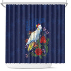 Merry Cocka-mas Shower Curtain Australia Christmas Blue Art - Aussie Hoodie