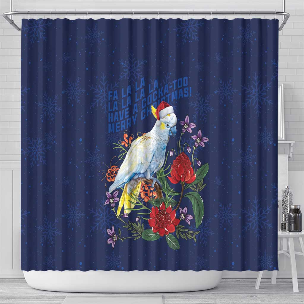 Merry Cocka-mas Shower Curtain Australia Christmas Blue Art - Aussie Hoodie