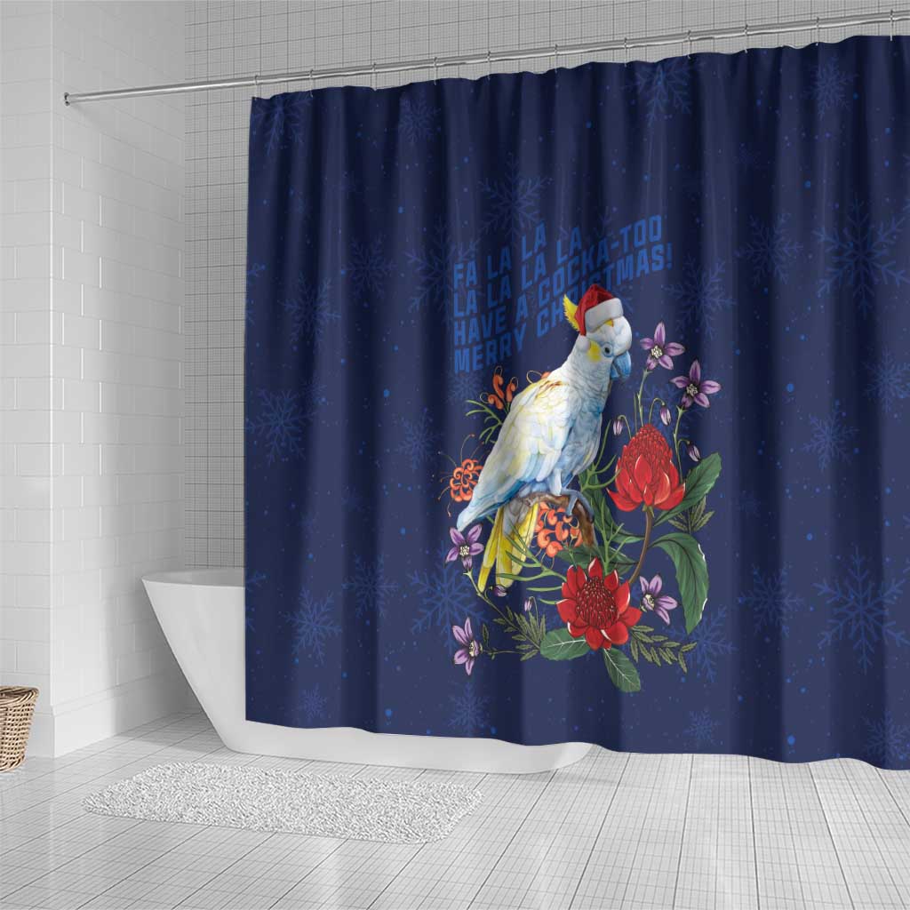 Merry Cocka-mas Shower Curtain Australia Christmas Blue Art - Aussie Hoodie