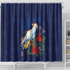 Merry Cocka-mas Shower Curtain Australia Christmas Blue Art - Aussie Hoodie