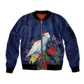 Merry Cocka-mas Sleeve Zip Bomber Jacket Australia Christmas Blue Art - Aussie Hoodie