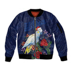 Merry Cocka-mas Sleeve Zip Bomber Jacket Australia Christmas Blue Art - Aussie Hoodie