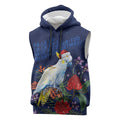 Merry Cocka-mas Sleeveless Hoodie Australia Christmas Blue Art - Aussie Hoodie