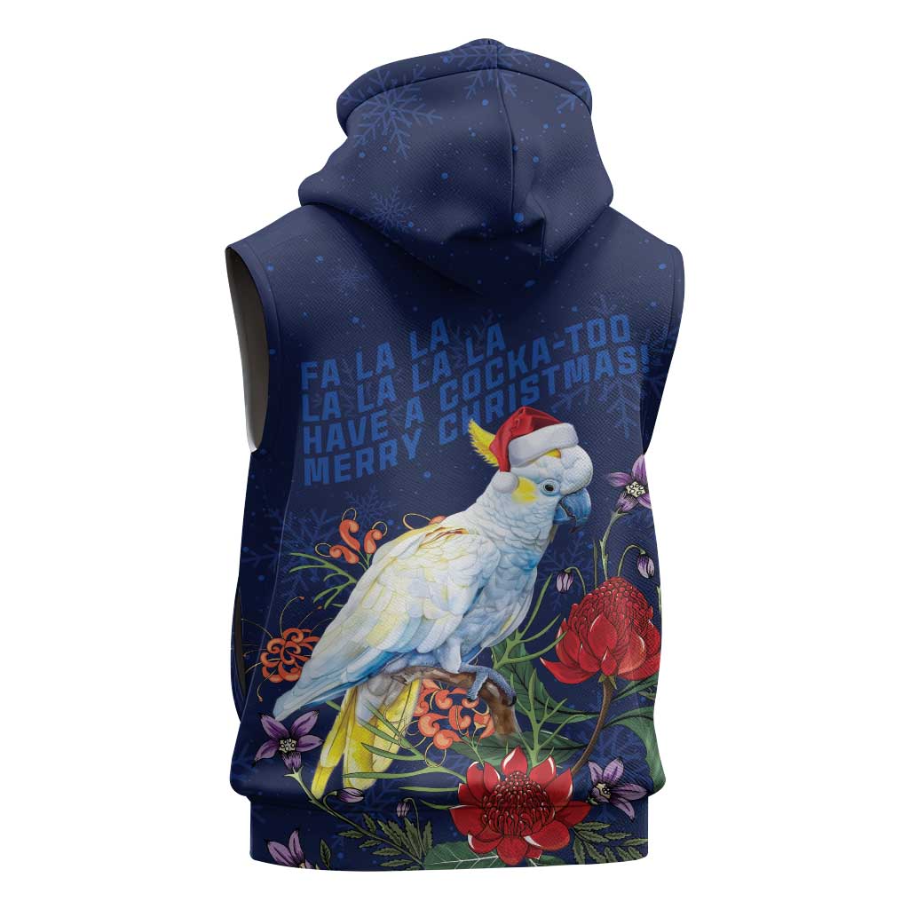 Merry Cocka-mas Sleeveless Zip Hoodie Australia Christmas Blue Art LT9