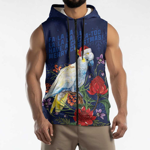 Merry Cocka-mas Sleeveless Zip Hoodie Australia Christmas Blue Art LT9