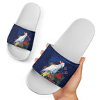 Merry Cocka-mas Slide Sandals Australia Christmas Blue Art - Aussie Hoodie