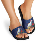 Merry Cocka-mas Slide Sandals Australia Christmas Blue Art - Aussie Hoodie