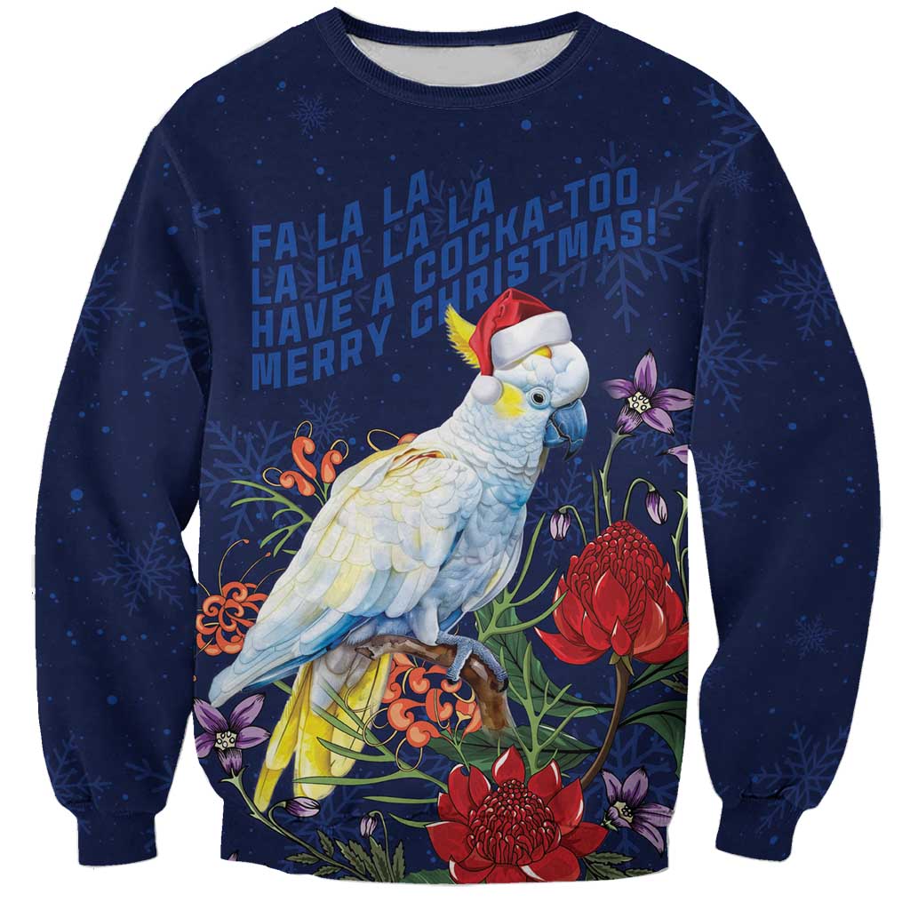 Merry Cocka-mas Sweatshirt Australia Christmas Blue Art - Aussie Hoodie