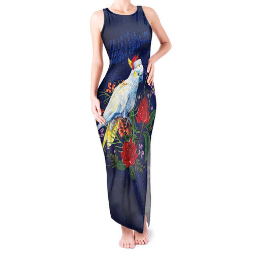 Merry Cocka-mas Tank Maxi Dress Australia Christmas Blue Art - Aussie Hoodie