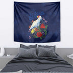 Merry Cocka-mas Tapestry Australia Christmas Blue Art - Aussie Hoodie
