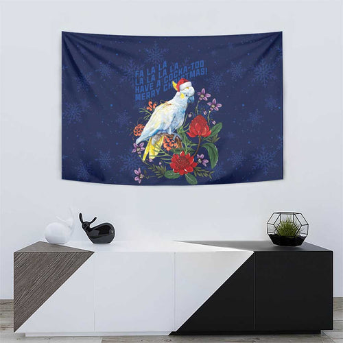 Merry Cocka-mas Tapestry Australia Christmas Blue Art - Aussie Hoodie