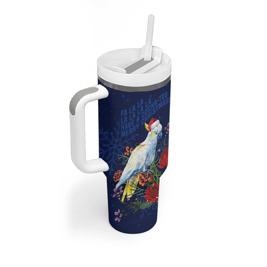 Merry Cocka-mas Tumbler With Handle Australia Christmas Blue Art - Aussie Hoodie