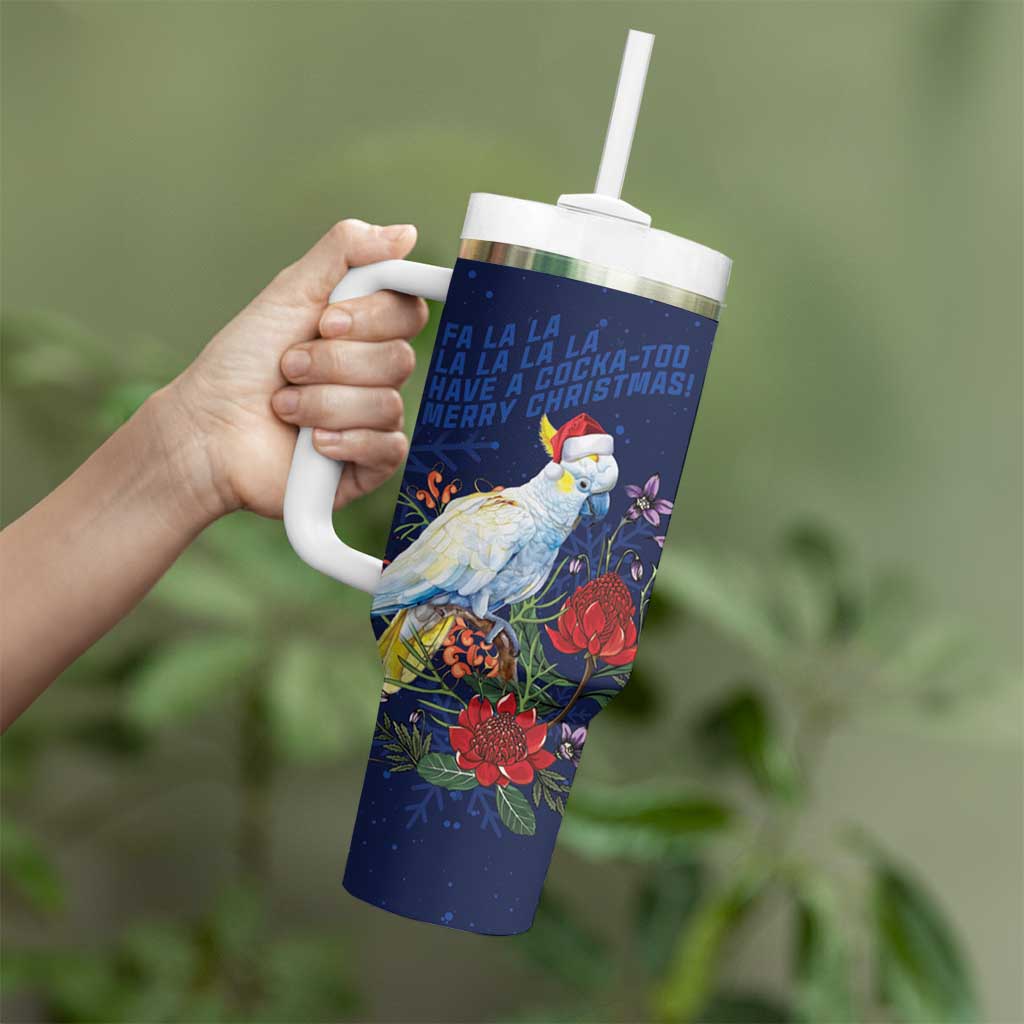 Merry Cocka-mas Tumbler With Handle Australia Christmas Blue Art - Aussie Hoodie