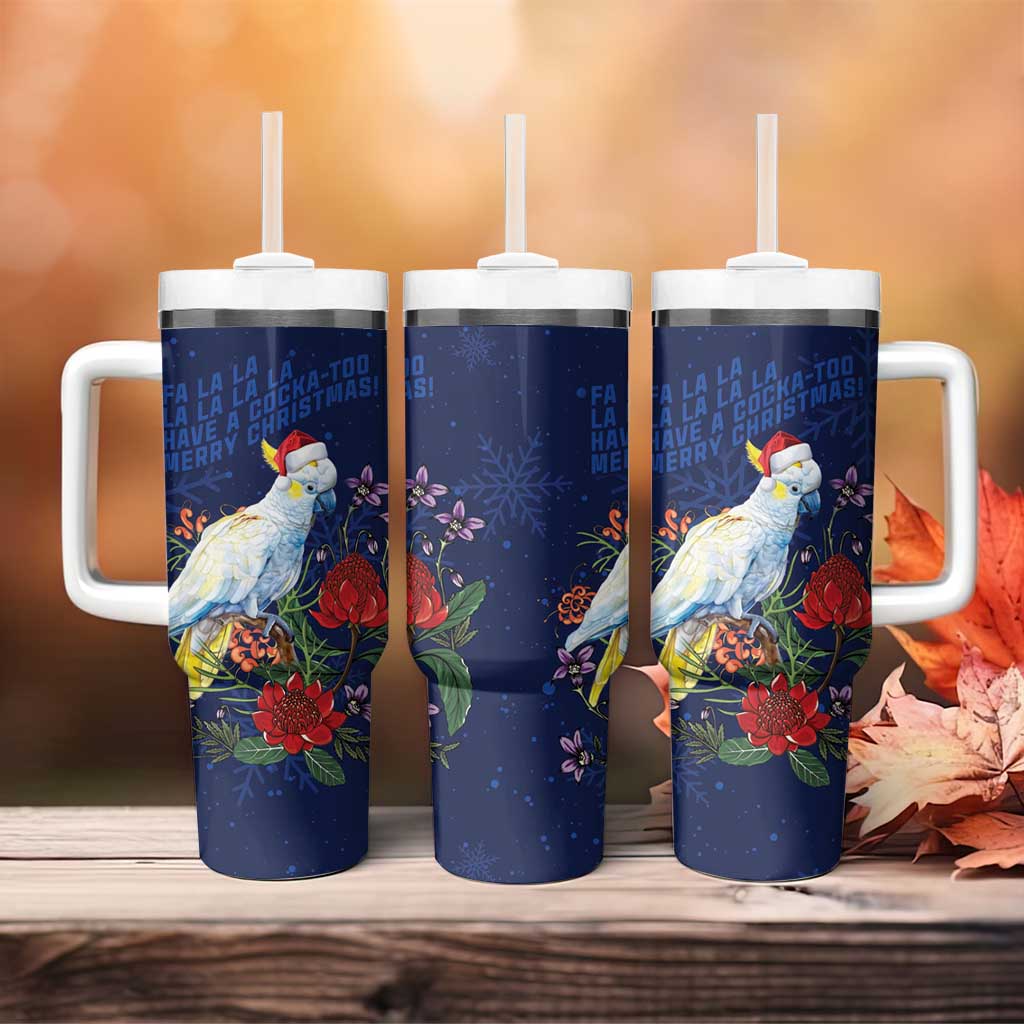 Merry Cocka-mas Tumbler With Handle Australia Christmas Blue Art - Aussie Hoodie