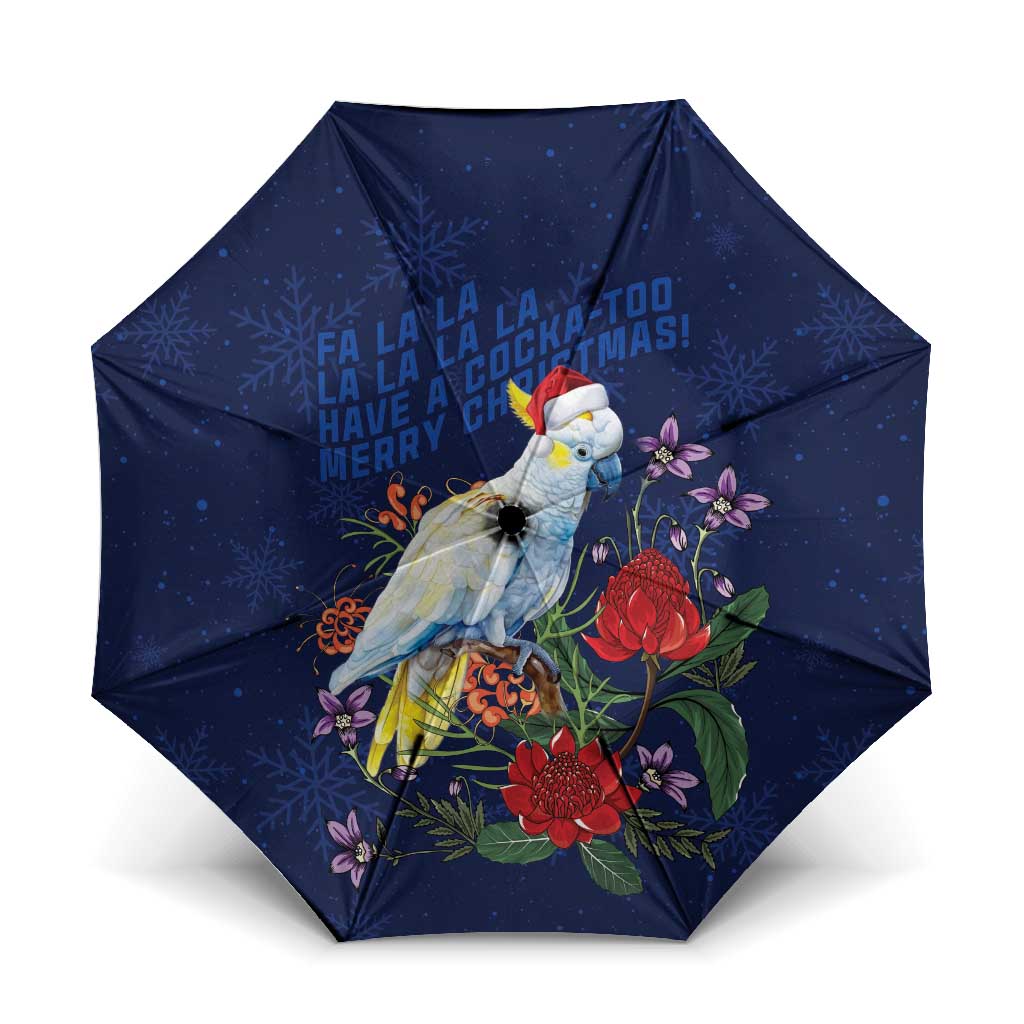 Merry Cocka-mas Umbrella Australia Christmas Blue Art - Aussie Hoodie