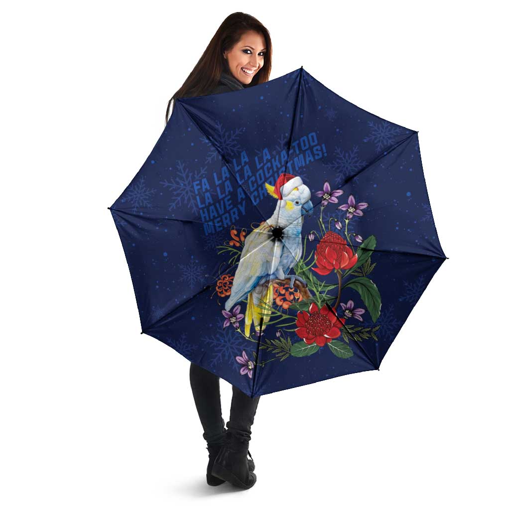 Merry Cocka-mas Umbrella Australia Christmas Blue Art - Aussie Hoodie