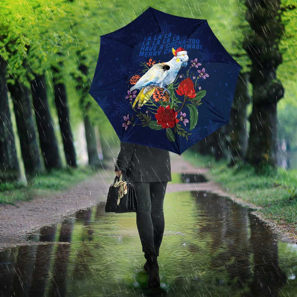 Merry Cocka-mas Umbrella Australia Christmas Blue Art - Aussie Hoodie