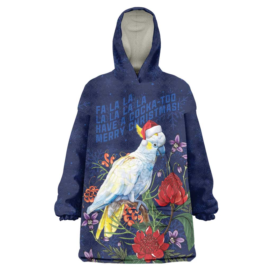Merry Cocka-mas Wearable Blanket Hoodie Australia Christmas Blue Art - Aussie Hoodie