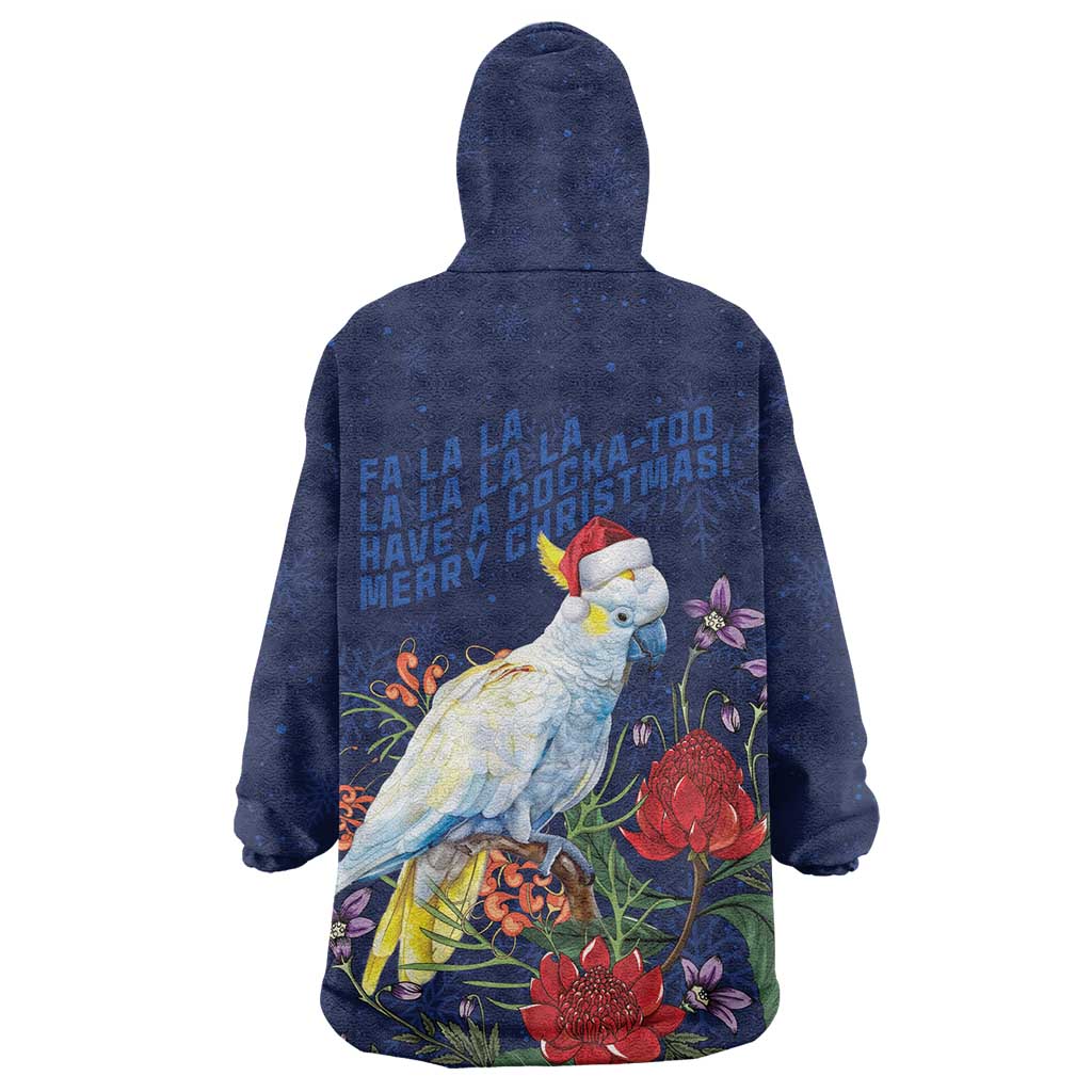 Merry Cocka-mas Wearable Blanket Hoodie Australia Christmas Blue Art - Aussie Hoodie