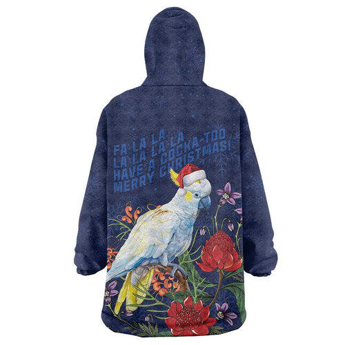 Merry Cocka-mas Wearable Blanket Hoodie Australia Christmas Blue Art - Aussie Hoodie
