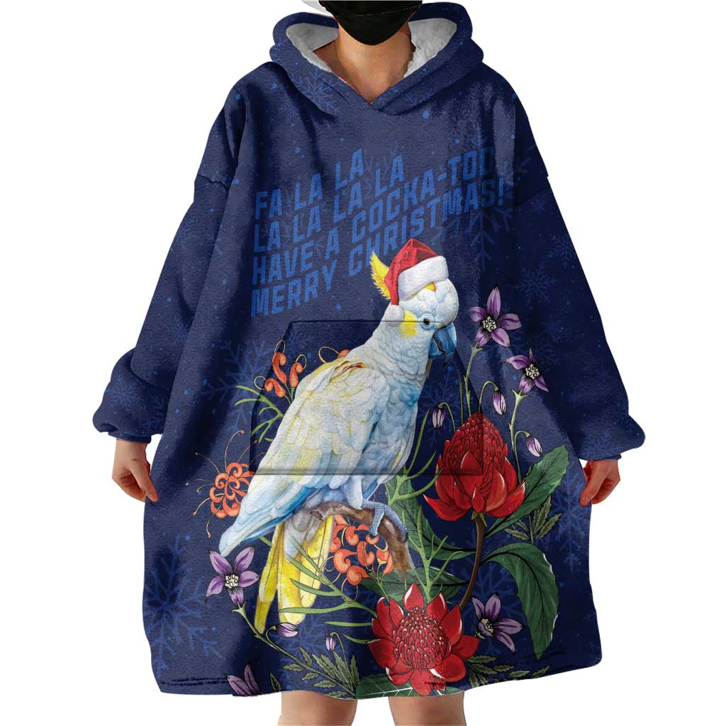 Merry Cocka-mas Wearable Blanket Hoodie Australia Christmas Blue Art - Aussie Hoodie