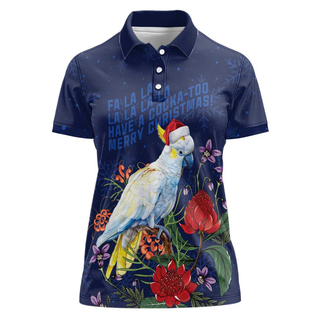 Merry Cocka-mas Women Polo Shirt Australia Christmas Blue Art - Aussie Hoodie