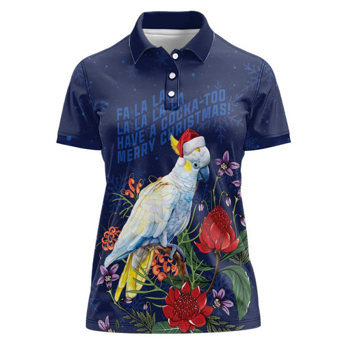 Merry Cocka-mas Women Polo Shirt Australia Christmas Blue Art - Aussie Hoodie