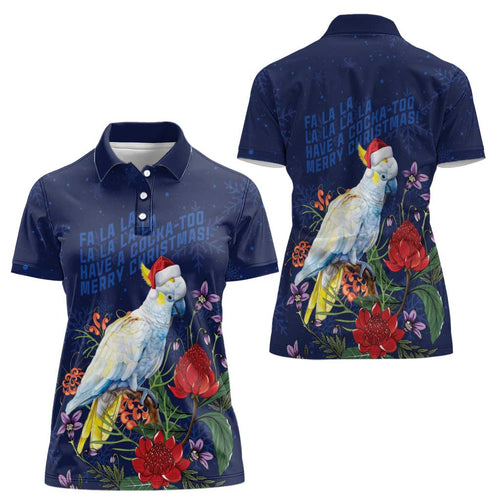 Merry Cocka-mas Women Polo Shirt Australia Christmas Blue Art - Aussie Hoodie