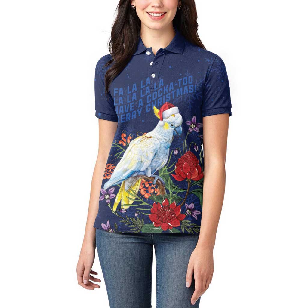 Merry Cocka-mas Women Polo Shirt Australia Christmas Blue Art - Aussie Hoodie