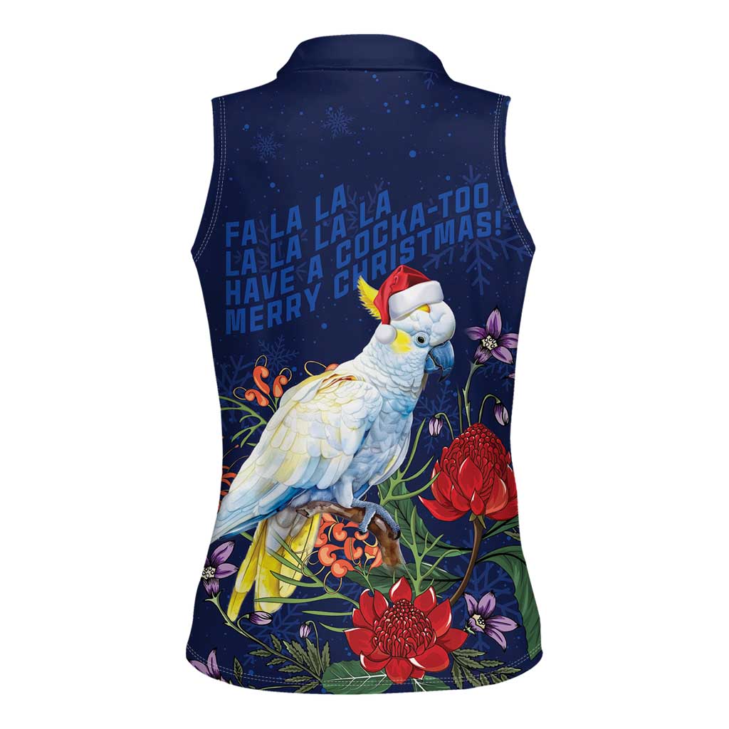 Merry Cocka-mas Women Sleeveless Polo Shirt Australia Christmas Blue Art - Aussie Hoodie