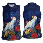 Merry Cocka-mas Women Sleeveless Polo Shirt Australia Christmas Blue Art - Aussie Hoodie