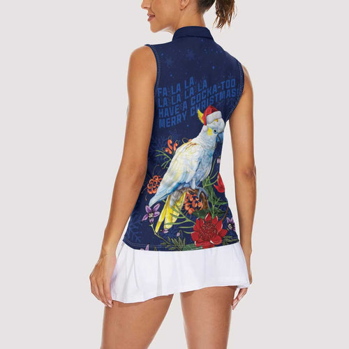 Merry Cocka-mas Women Sleeveless Polo Shirt Australia Christmas Blue Art - Aussie Hoodie