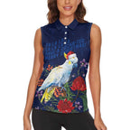Merry Cocka-mas Women Sleeveless Polo Shirt Australia Christmas Blue Art - Aussie Hoodie
