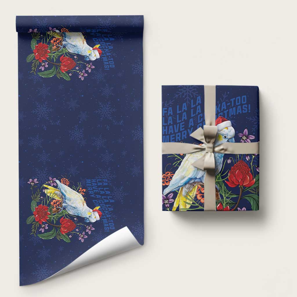 Merry Cocka-mas Wrapping Paper Australia Christmas Blue Art - Aussie Hoodie