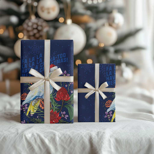 Merry Cocka-mas Wrapping Paper Australia Christmas Blue Art - Aussie Hoodie