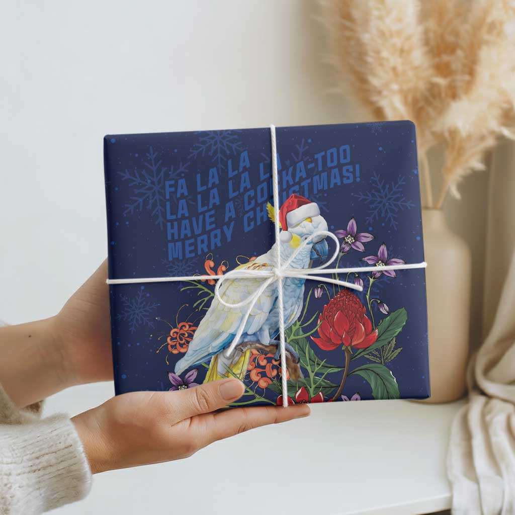 Merry Cocka-mas Wrapping Paper Australia Christmas Blue Art - Aussie Hoodie